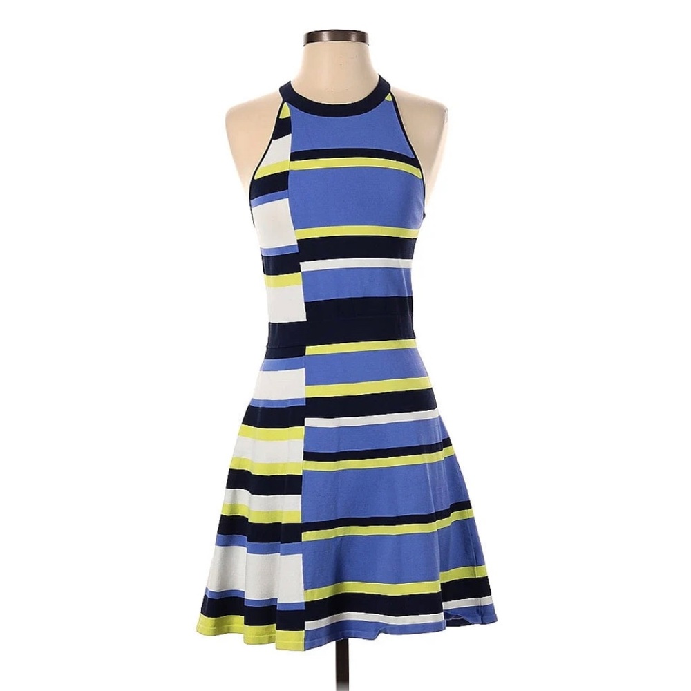 Parker Colorblock Stripe Dress Summer Tropical Blue Lime Green